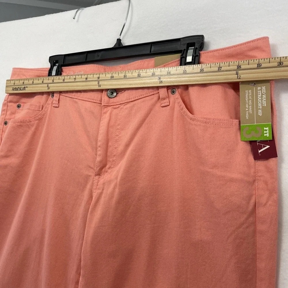 Merona Women Peach Mid Rise Straight‎ Leg Ankle Skinny Jeans Size 14